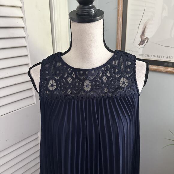 JOSEPH RIBKOFF Womens Dress XS Blue Pleated Chiffon Trapeze Cocktail Classic - Picture 3 of 11